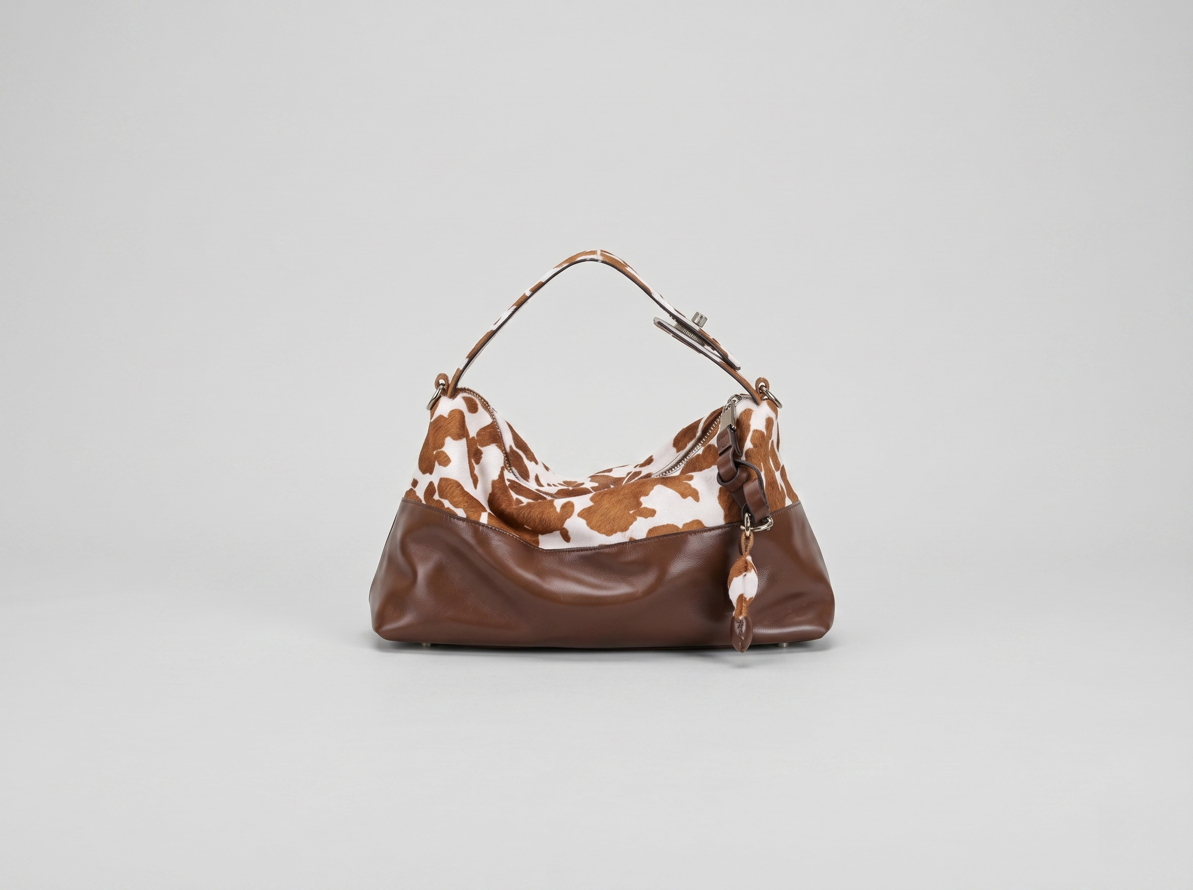 Cow Print Hobo Bag with Shoulder Strap