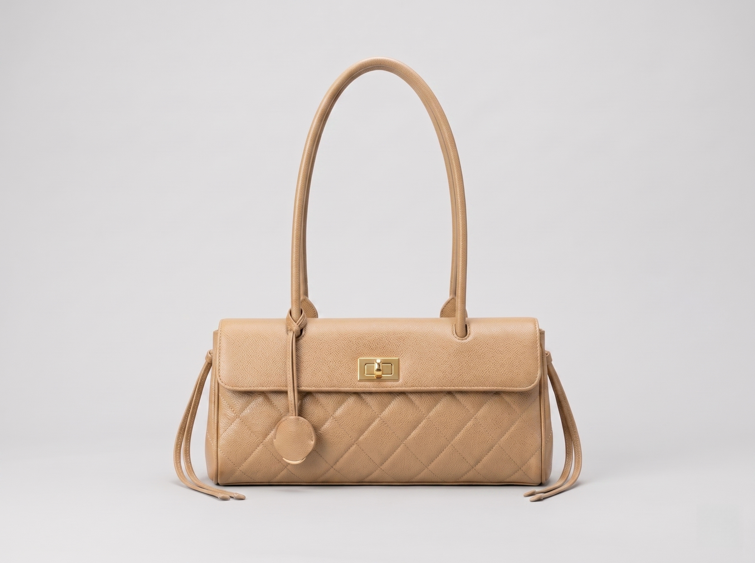 Beige Quilted Shoulder Bag