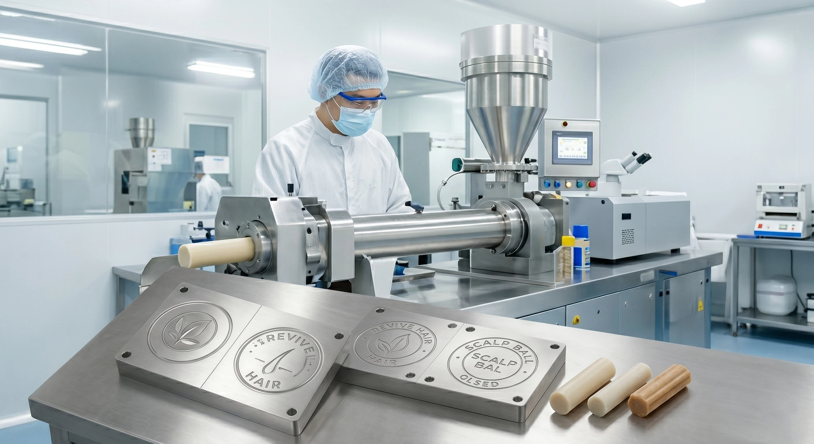 Lingyun Cosmetics R&D engineers conducting formulation stability testing in laboratory