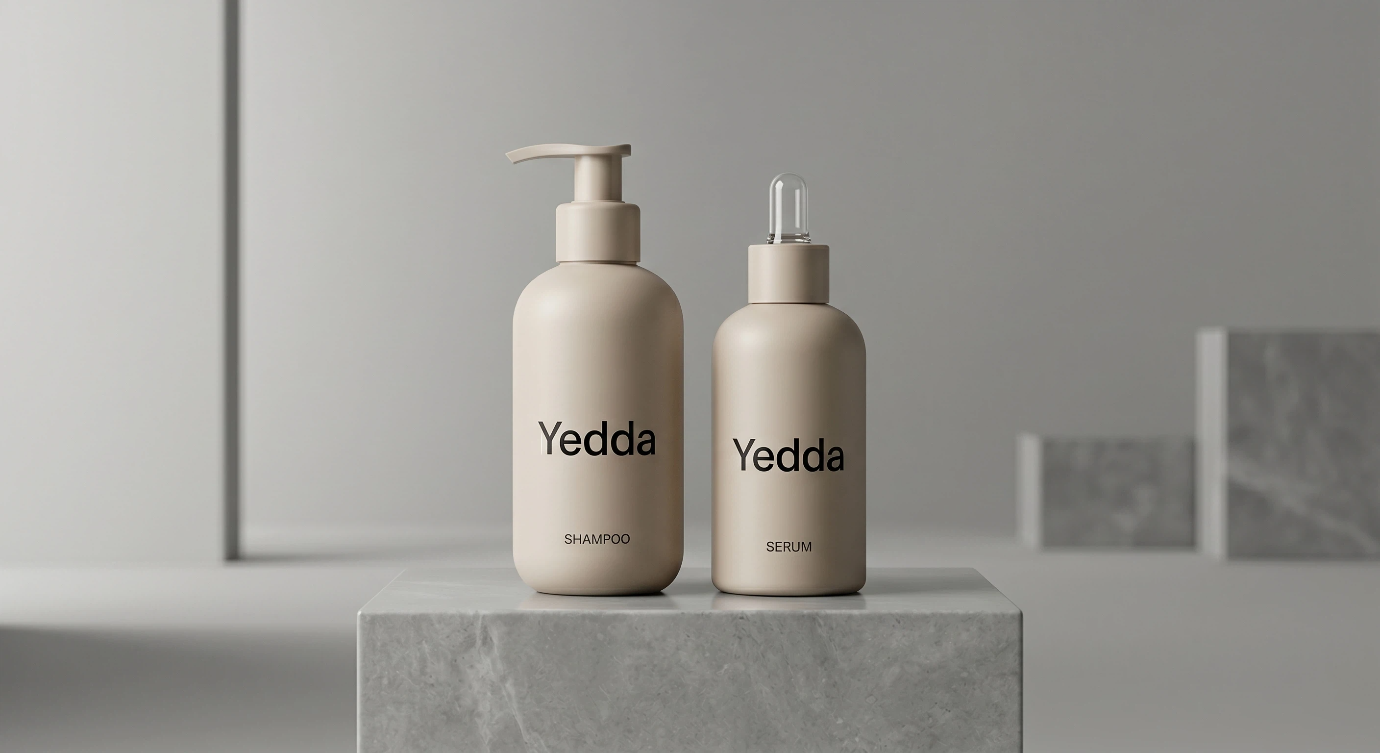 Yedda premium private label hair care products for B2B wholesale showing minimalist design