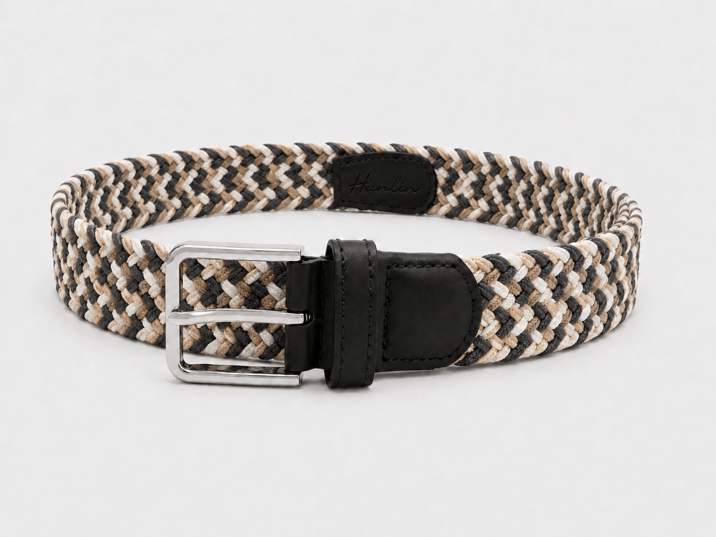 Multi-color woven stretch braided belt