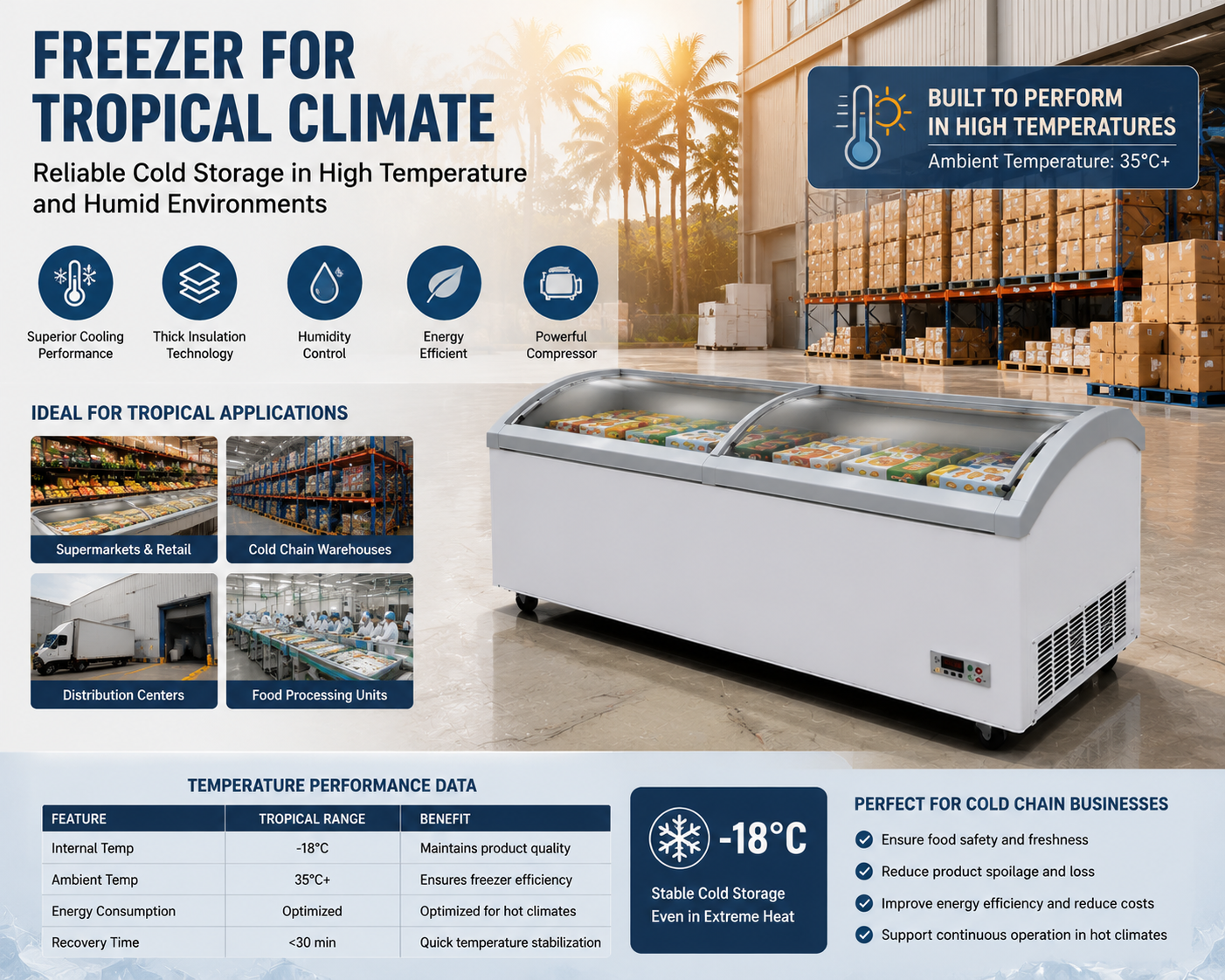 freezer for high temperature environment