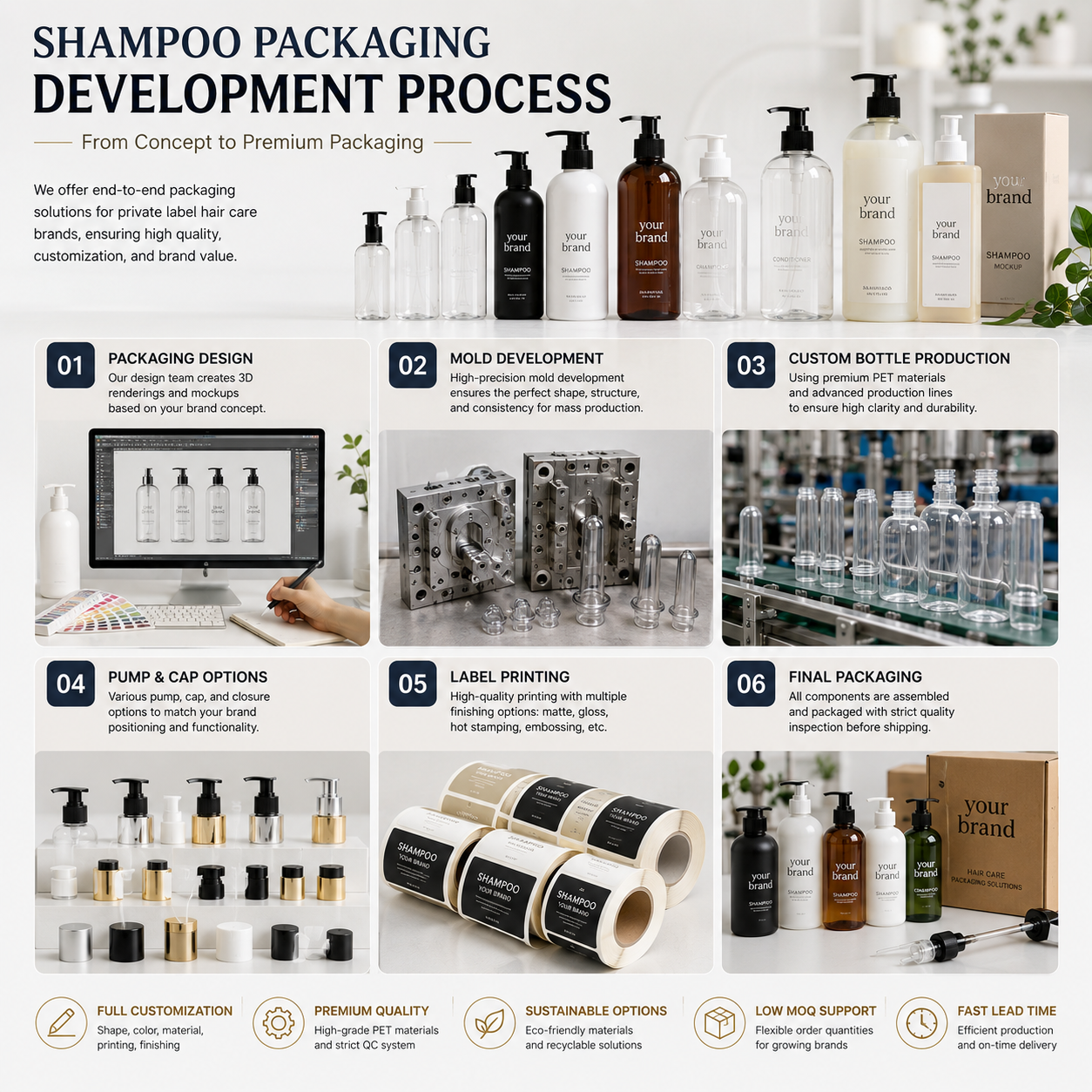Custom shampoo bottle production and packaging lead time process.png