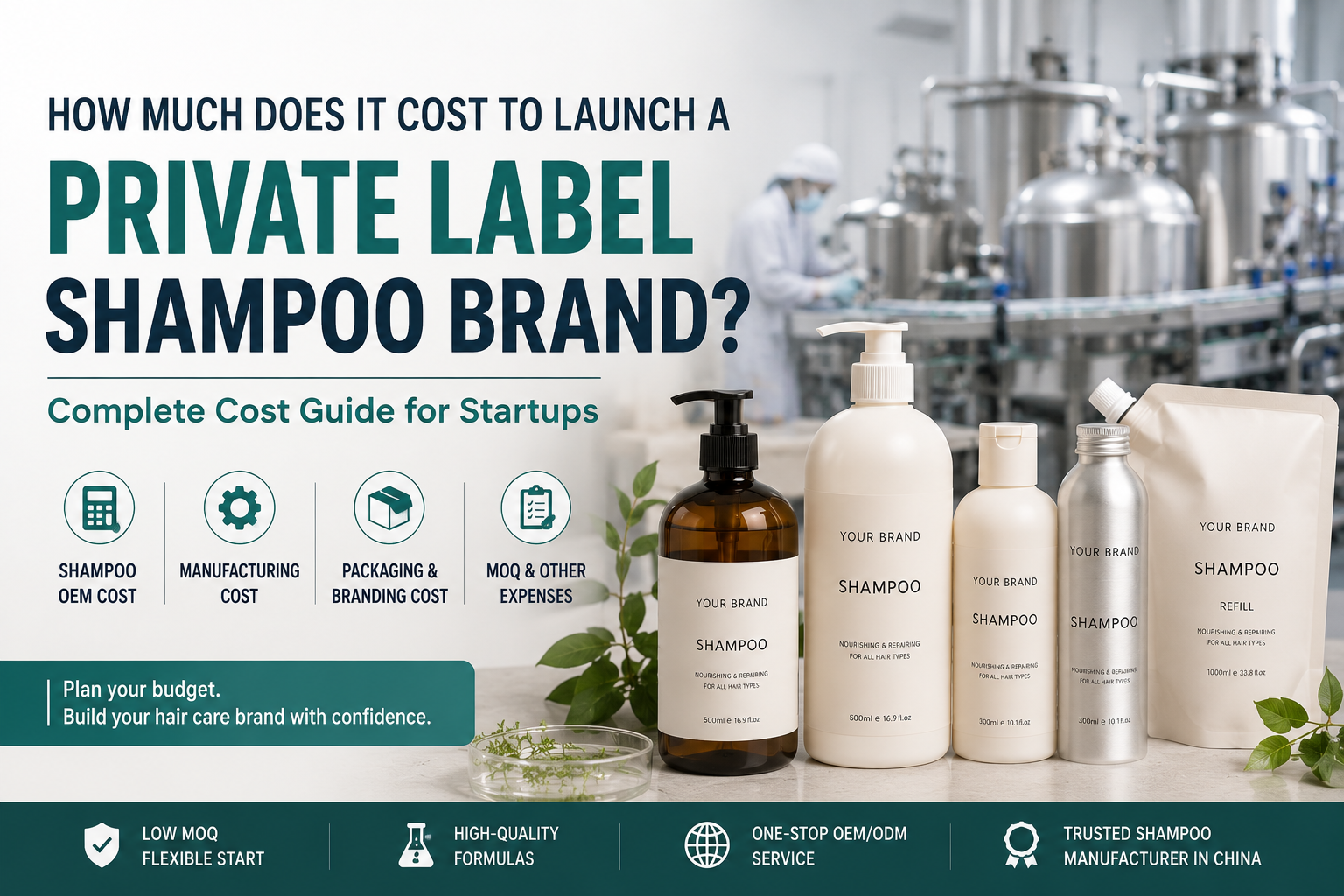 How Much Does It Cost to Launch a Private Label Shampoo Brand? Complete Private Label Shampoo Cost Guide for Startups - Blog article cover image about hair care and cosmetic manufacturing