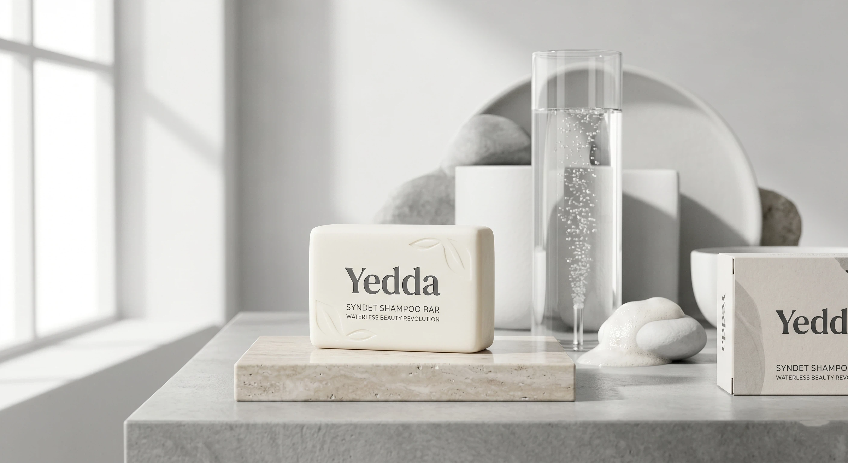 Yedda Syndet固形シャンプーバーは、水を使わない美容革命の最前線に位置づけられています。