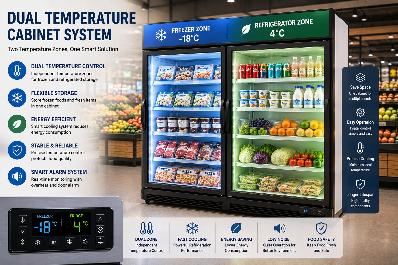 dual temperature cabinet system