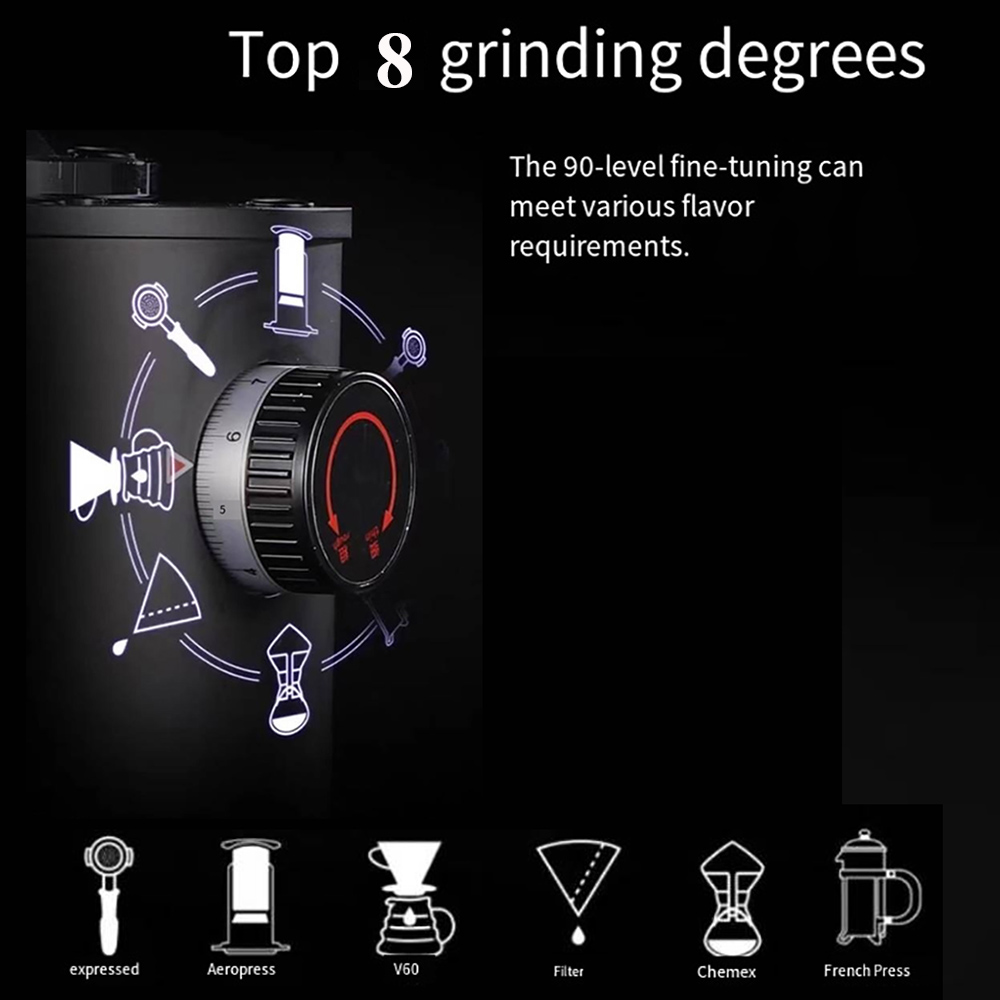 Grinder 90mm burr grind both by weight and by time