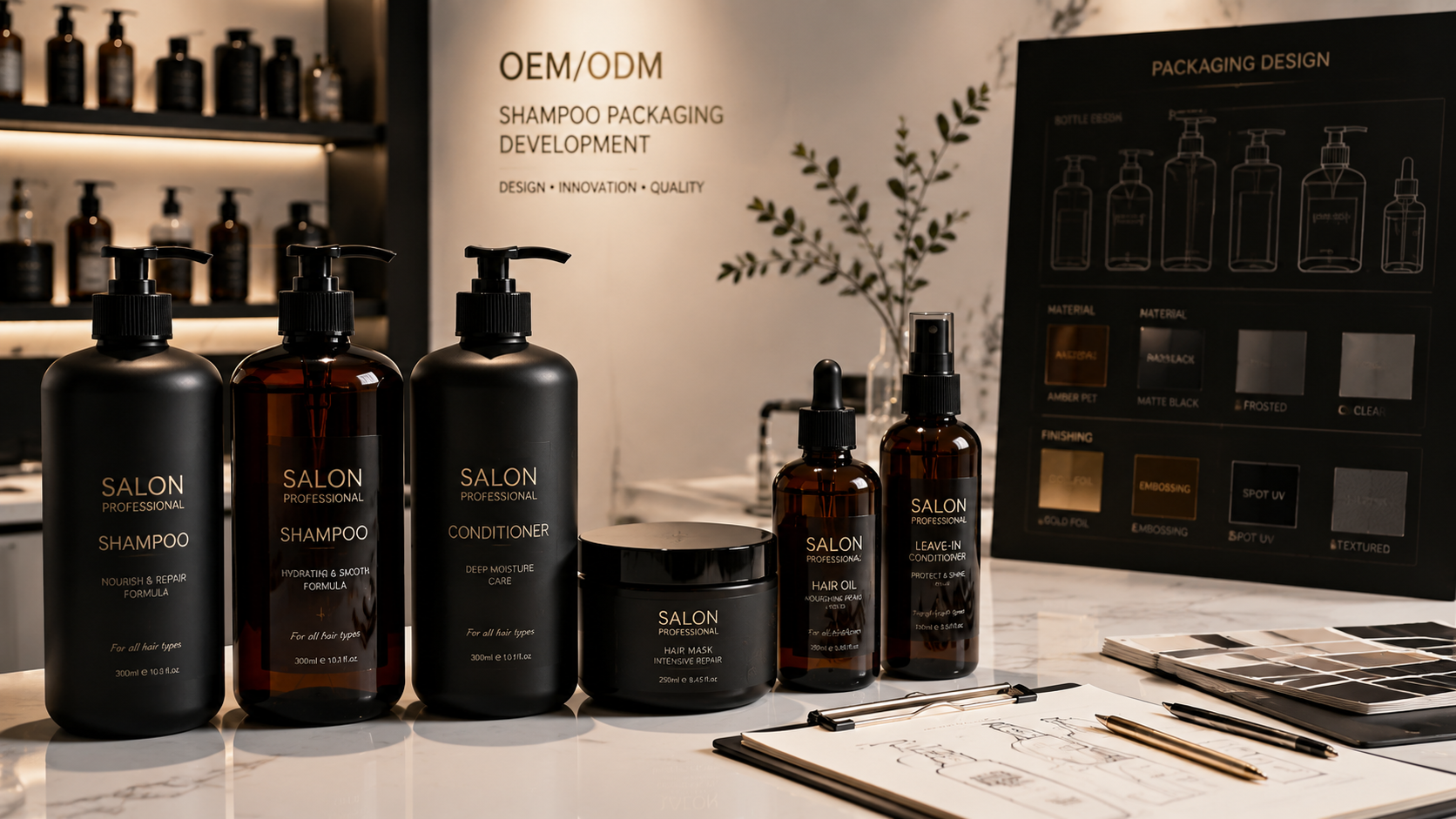 Luxury salon shampoo packaging and professional OEM hair care production