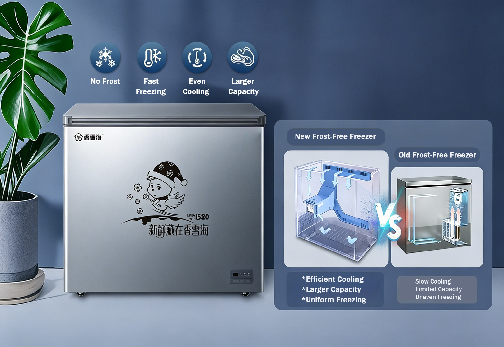 Eliminates frost, ensures even cooling, and reduces maintenance