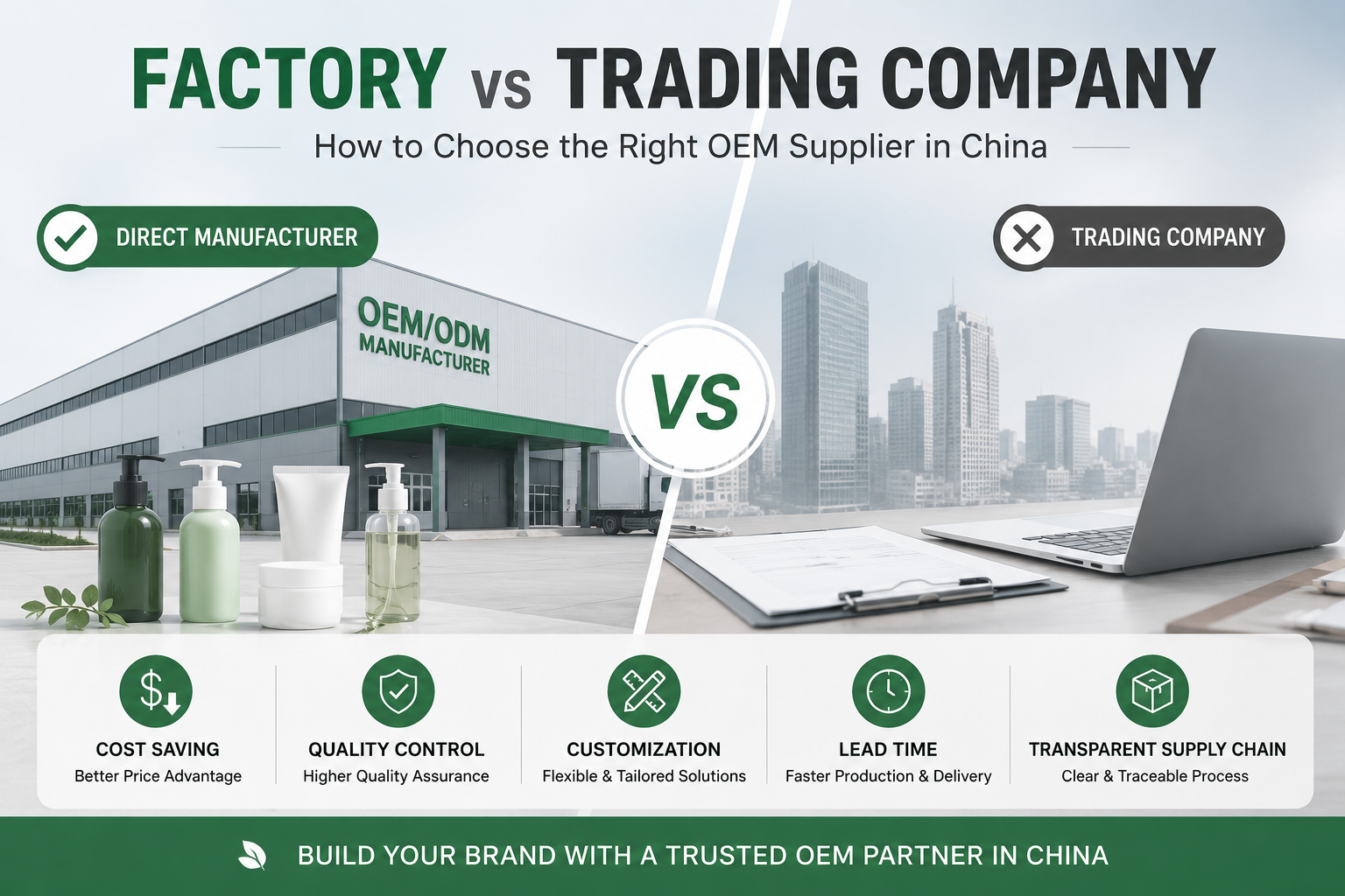 Factory vs Trading Company: Which Is Better for Private Label Hair Care? - News article cover image about hair care and cosmetic manufacturing