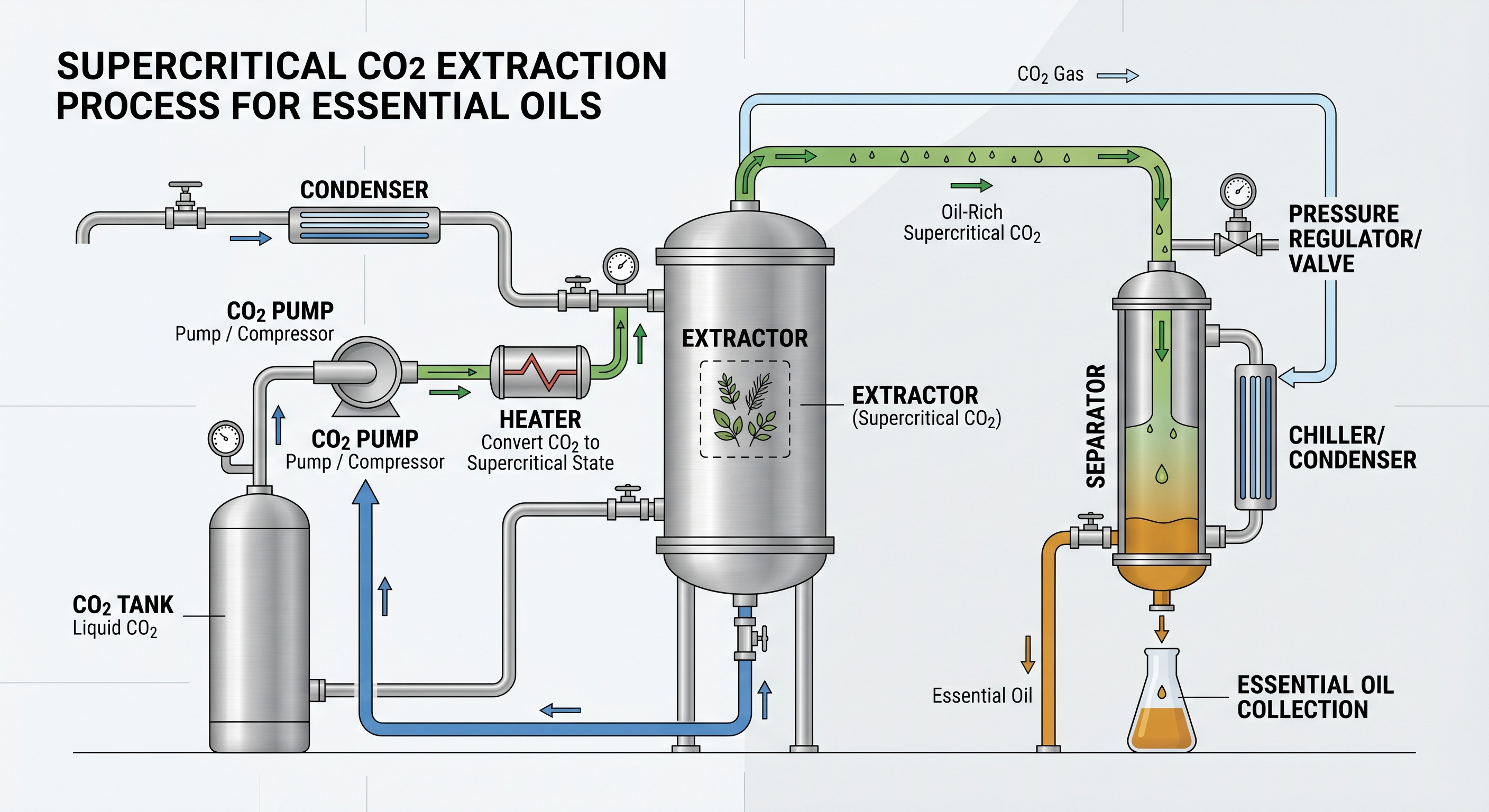 GMPC認証クリーンルーム組立ライン内の超臨界CO2流体抽出装置