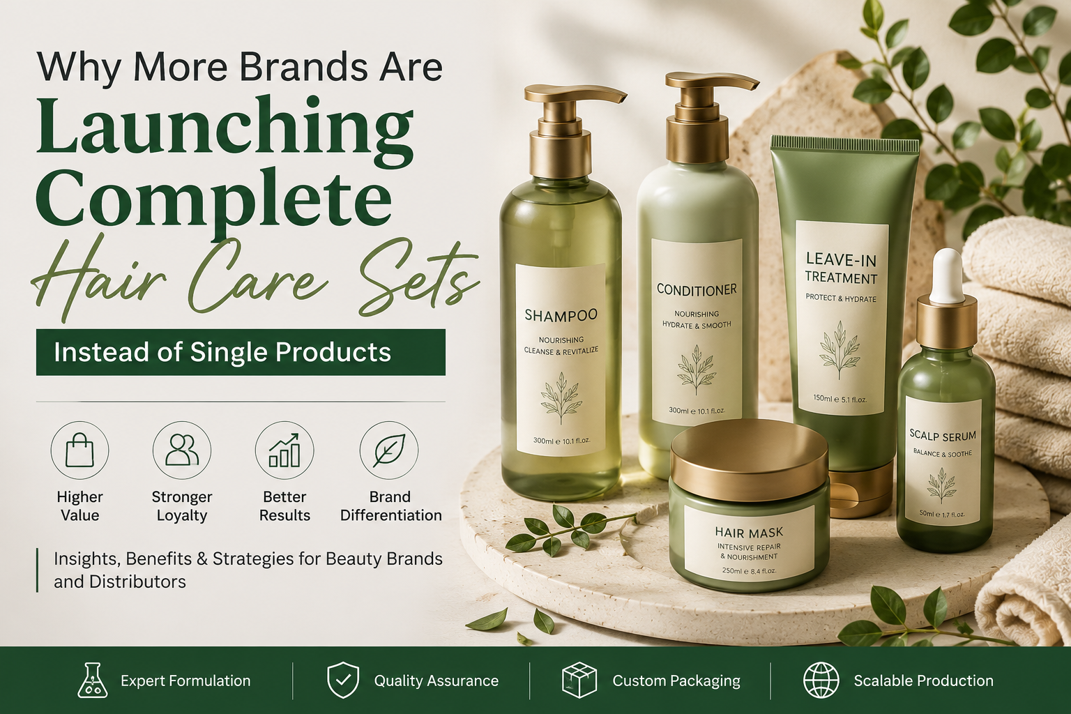 なぜ多くのブランドが単品製品ではなく、ヘアケアセットを発売しているのか - Blog article cover image about hair care and cosmetic manufacturing