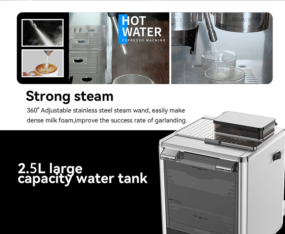 Intergrated coffee machine with built-in grinder