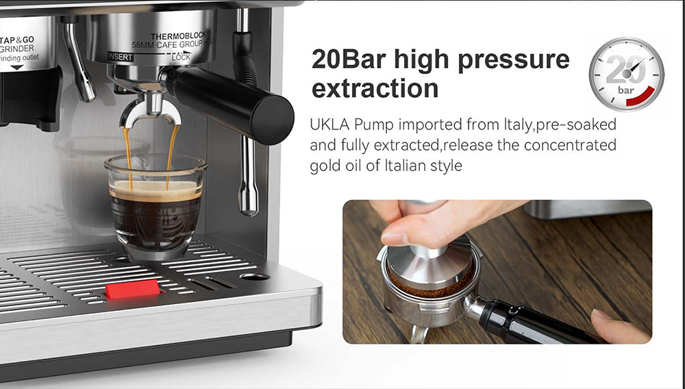 Intergrated coffee machine with built-in grinder