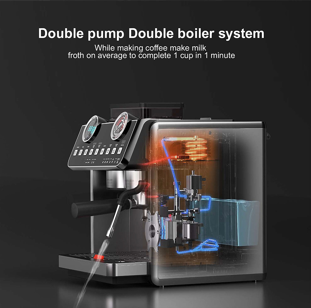 Intergrated coffee machine with built-in grinder