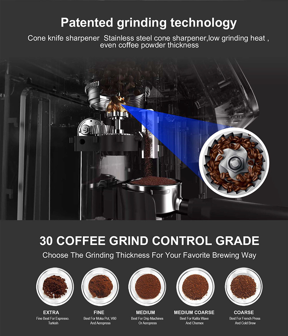 Intergrated coffee machine with built-in grinder