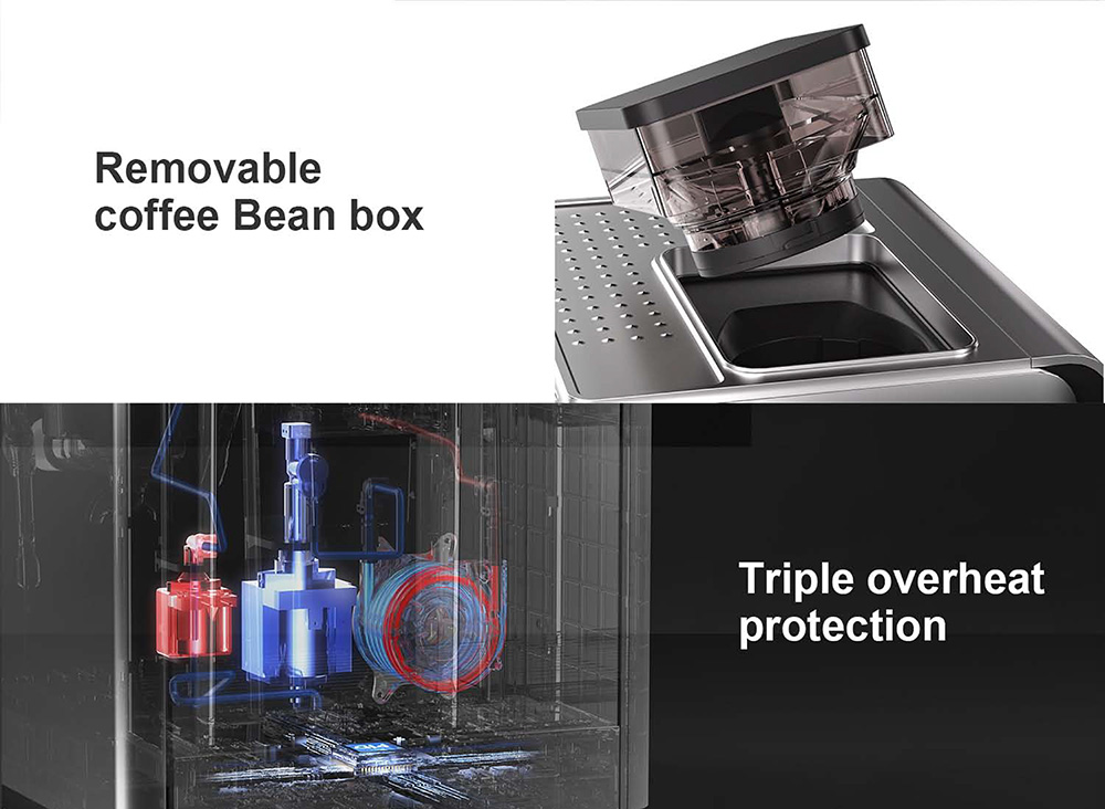 Intergrated coffee machine with built-in grinder