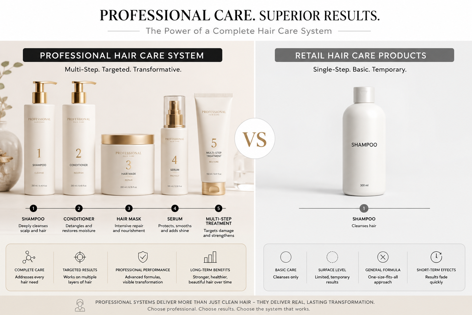 シャロンヘアケアシステム vs 市販ヘアケア製品