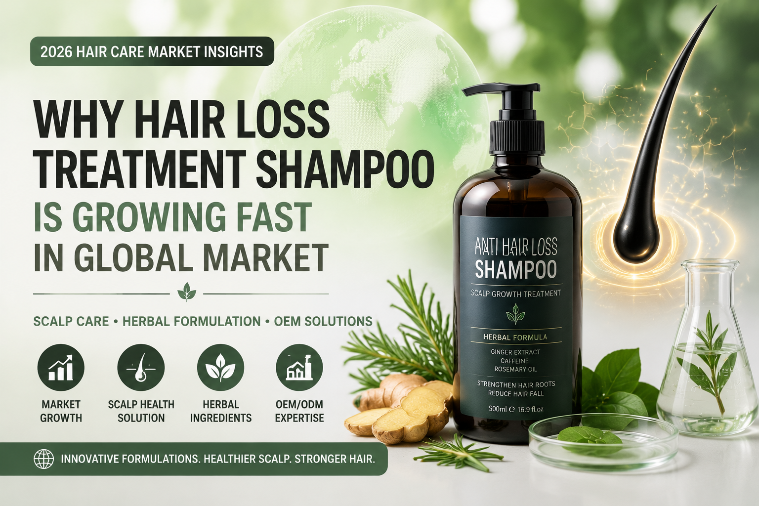 全球对头皮护理型防脱发洗发水的需求不断增长 - Blog article cover image about hair care and cosmetic manufacturing