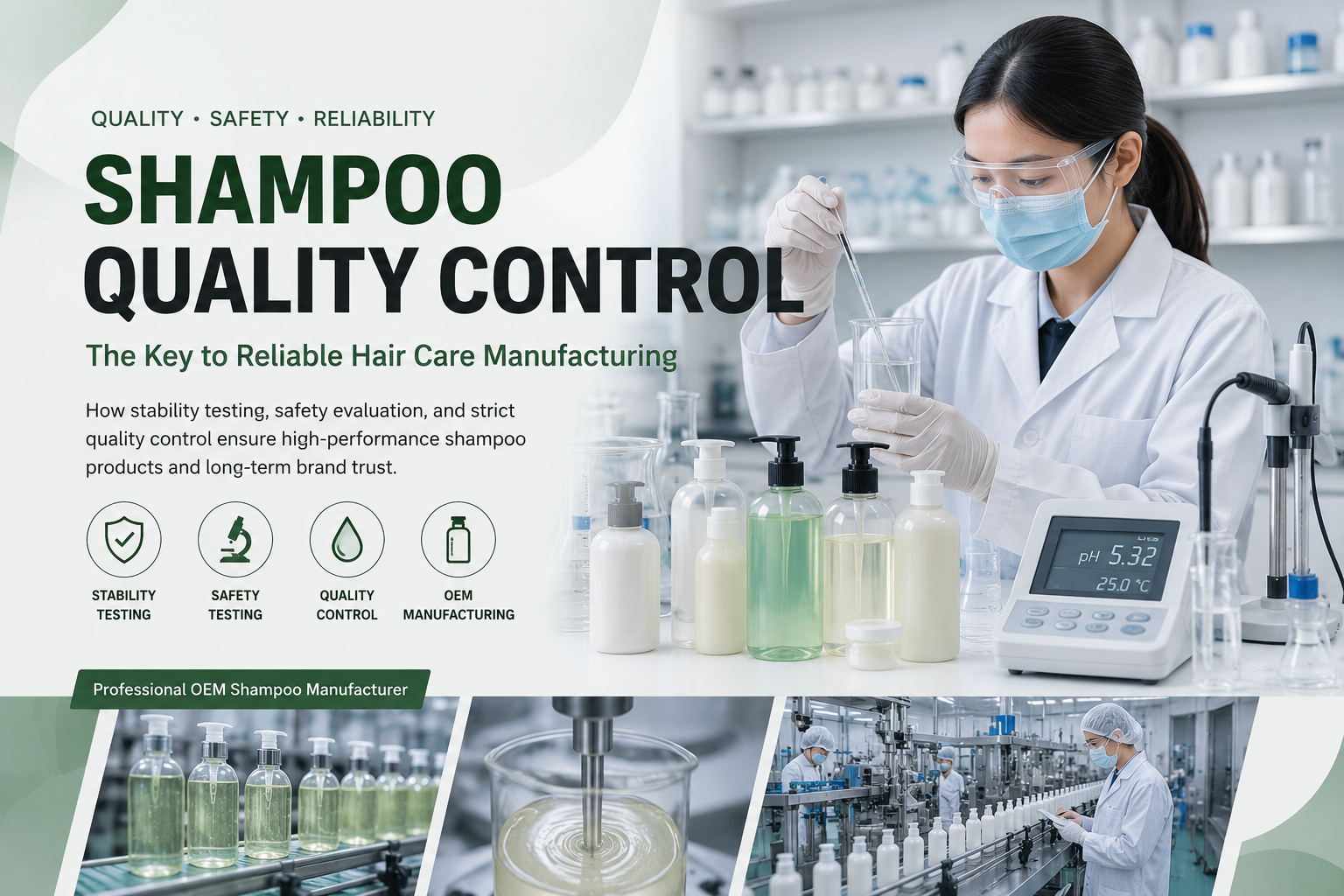 ヘアケア製品製造においてシャンプーの品質管理が不可欠な理由 - Blog article cover image about hair care and cosmetic manufacturing