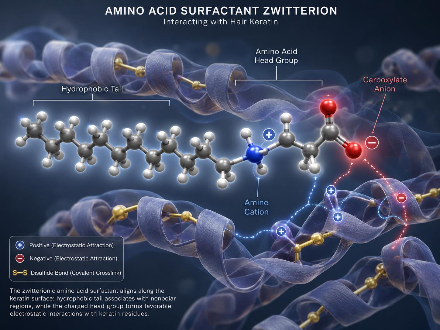 Estructura molecular del champú de aminoácidos.