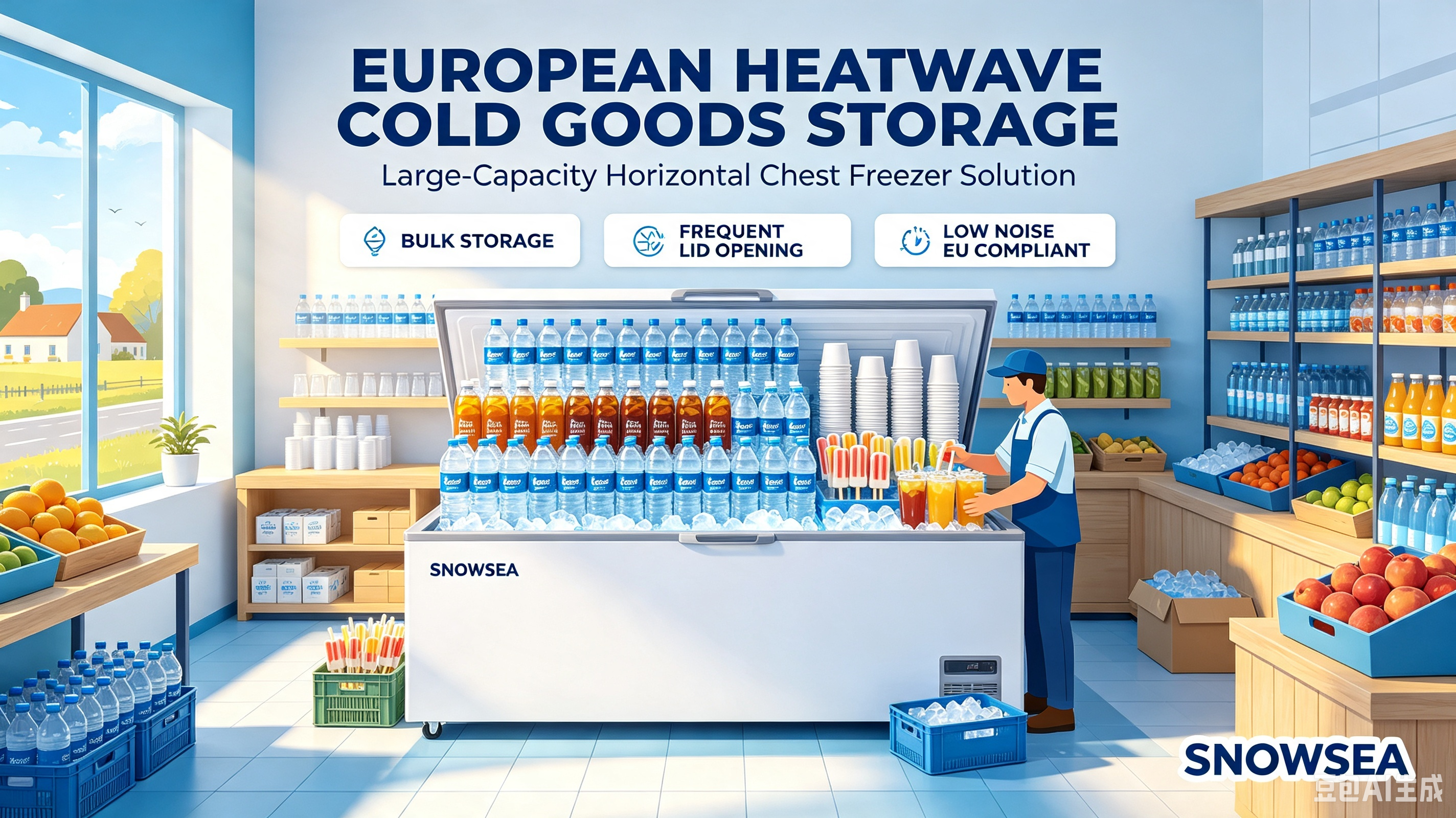 European Summer Bulk Cold Drink Storage Horizontal Chest Freezer – Meet Household Heat Relief Stock Demand Across UK & Continental Europe