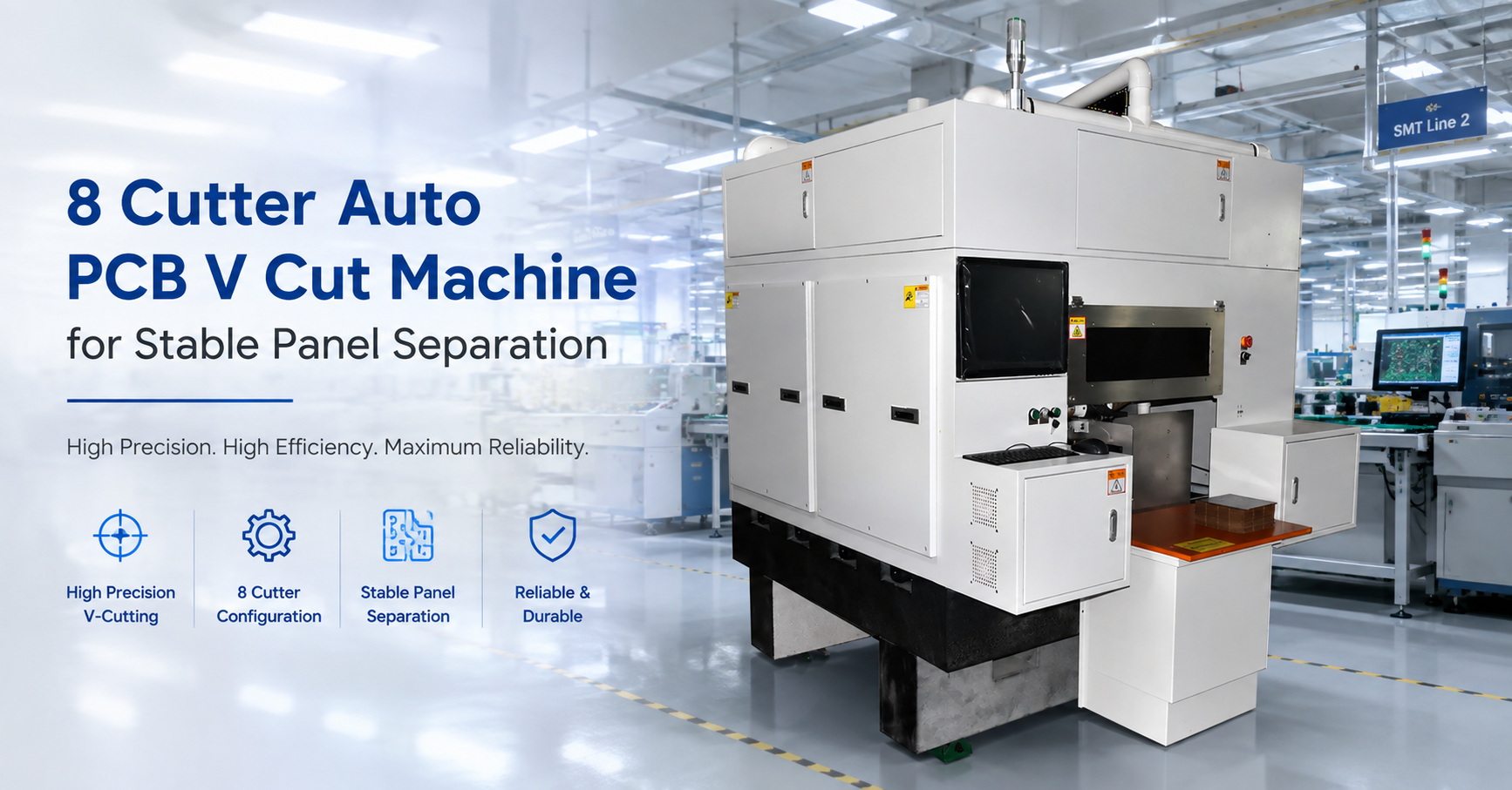 How Does an 8 Cutter Auto PCB V Cut Machine Improve Stable Panel Separation?