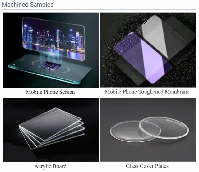 Machined acrylic glass and screen samples