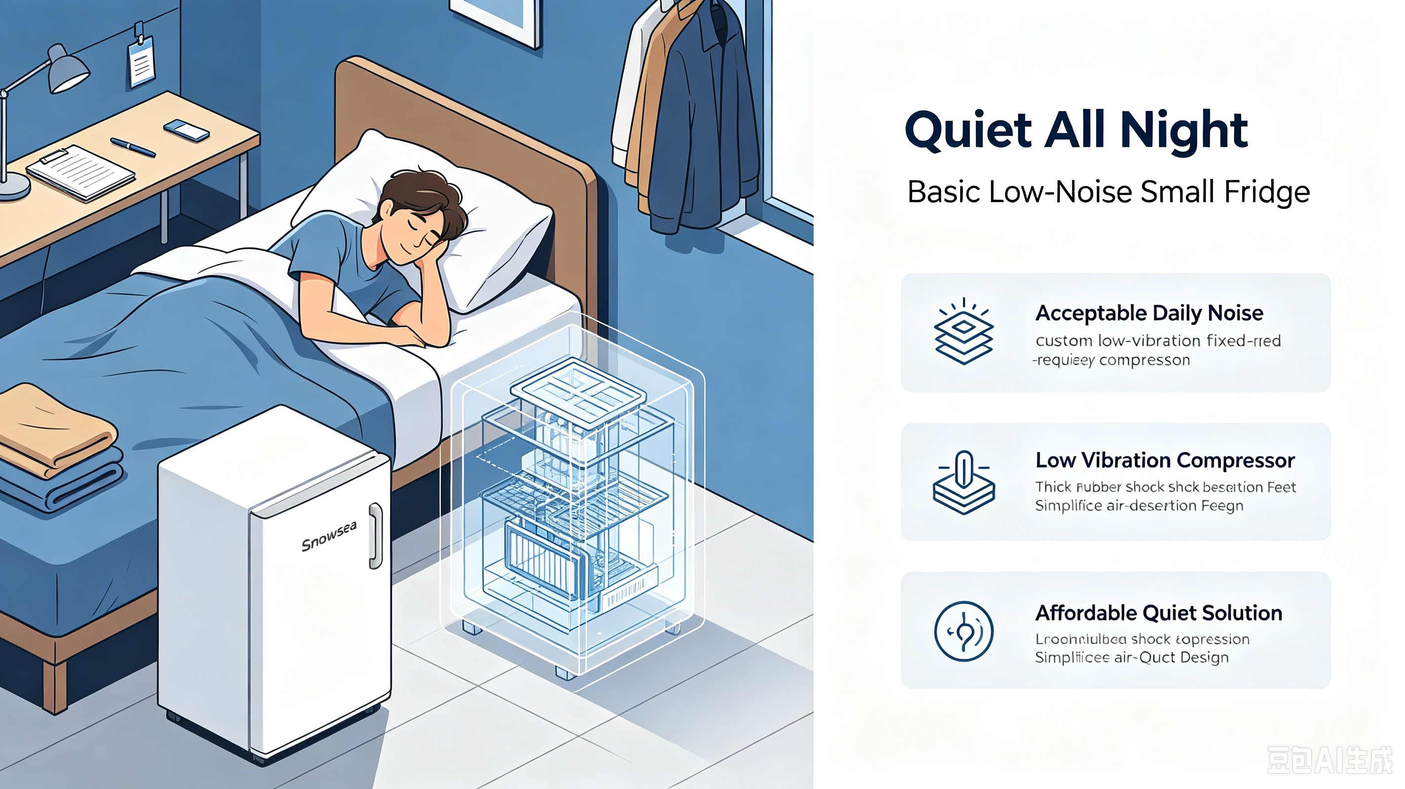 Low Noise Small Fridge – No Sleep Disturbance in Shared Rentals, Quiet Enough for County Living Rooms