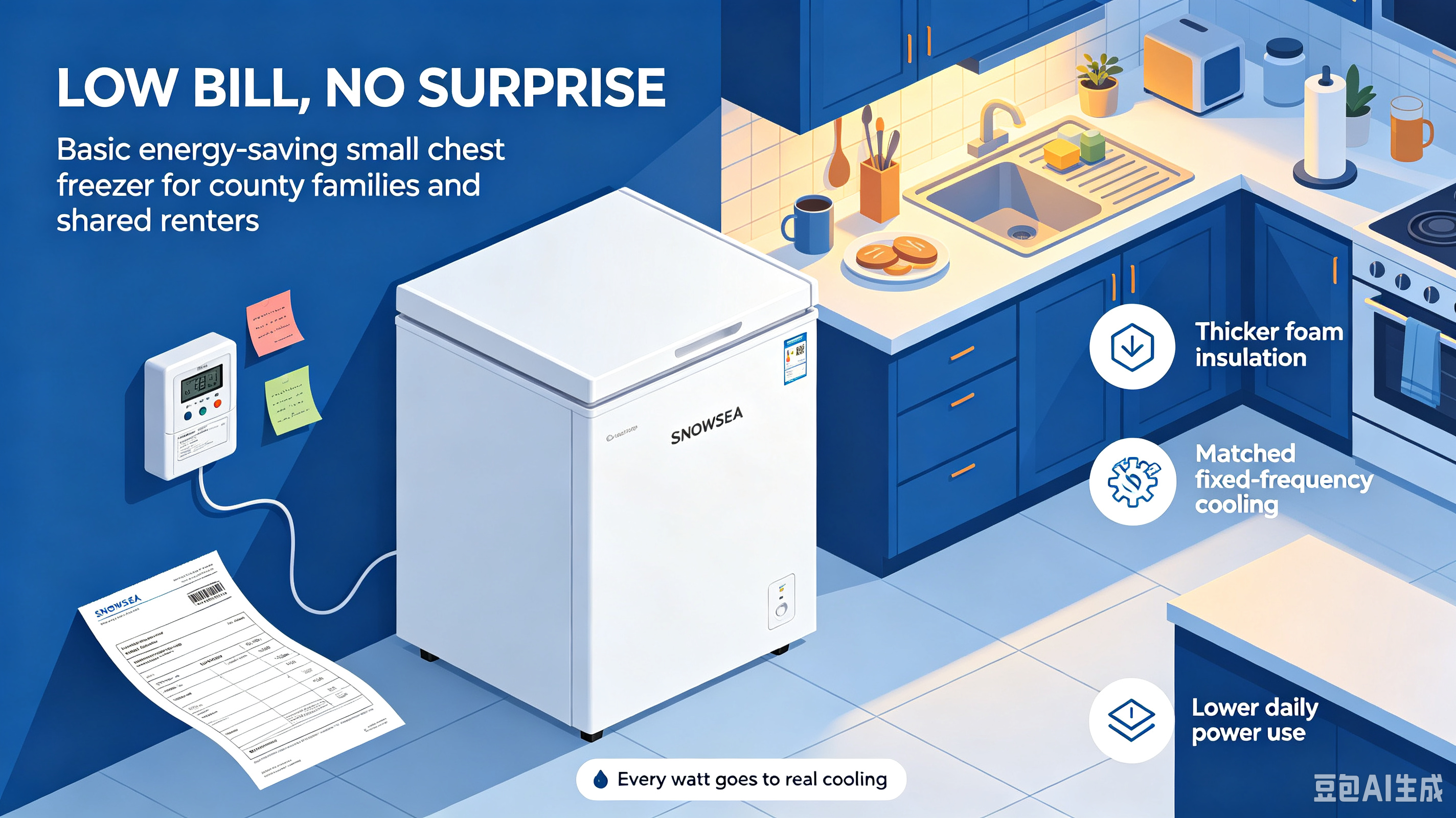 Energy-Saving Small Chest Freezer – Sensitive to County Electricity Bills, Low Split Cost for Renters