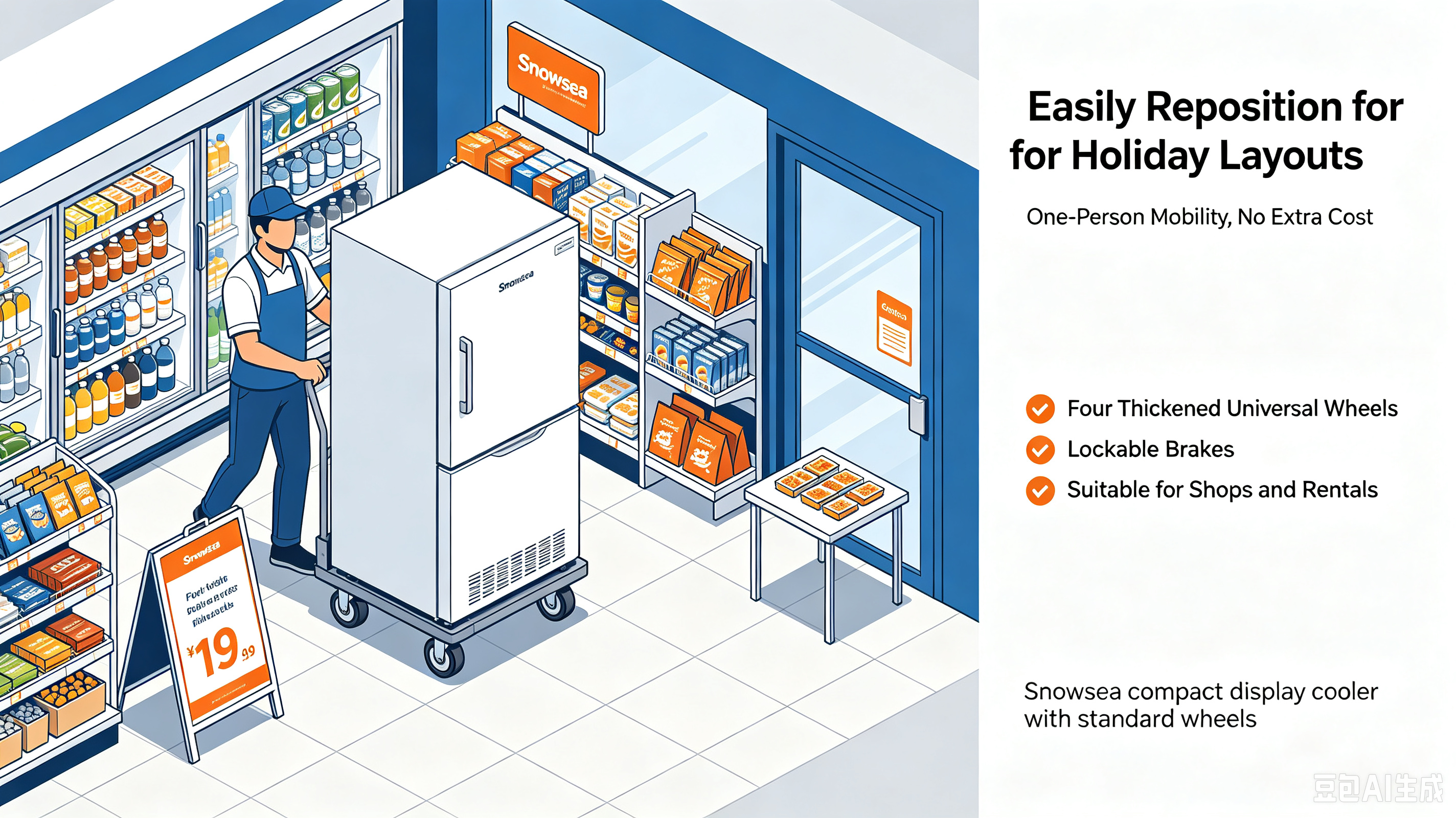 Wheeled Mobile Mini Fridge – One-Person Push for Rental Moves, Easy County Shop Repositioning