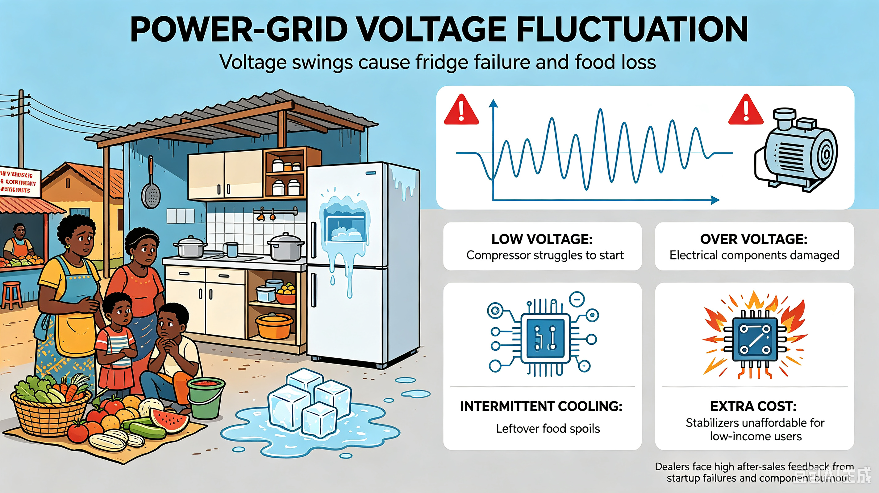 Wide‑Range Voltage Adaptable Mini Fridge – Stable Operation for Fluctuating County‑Grid & African Power Supply
