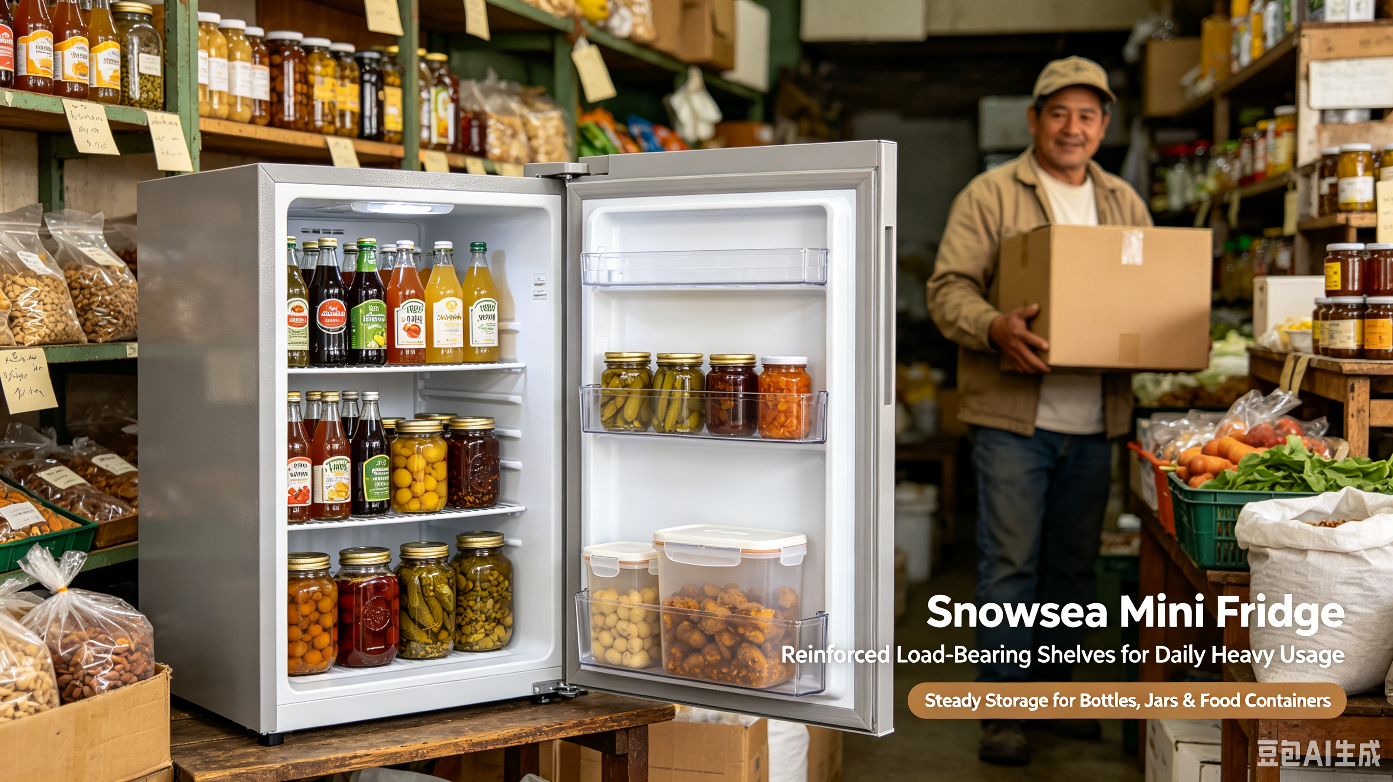 Reinforced Plastic Shelves Mini Fridge – Heavy Load for County Grocers & Rental Daily Storage