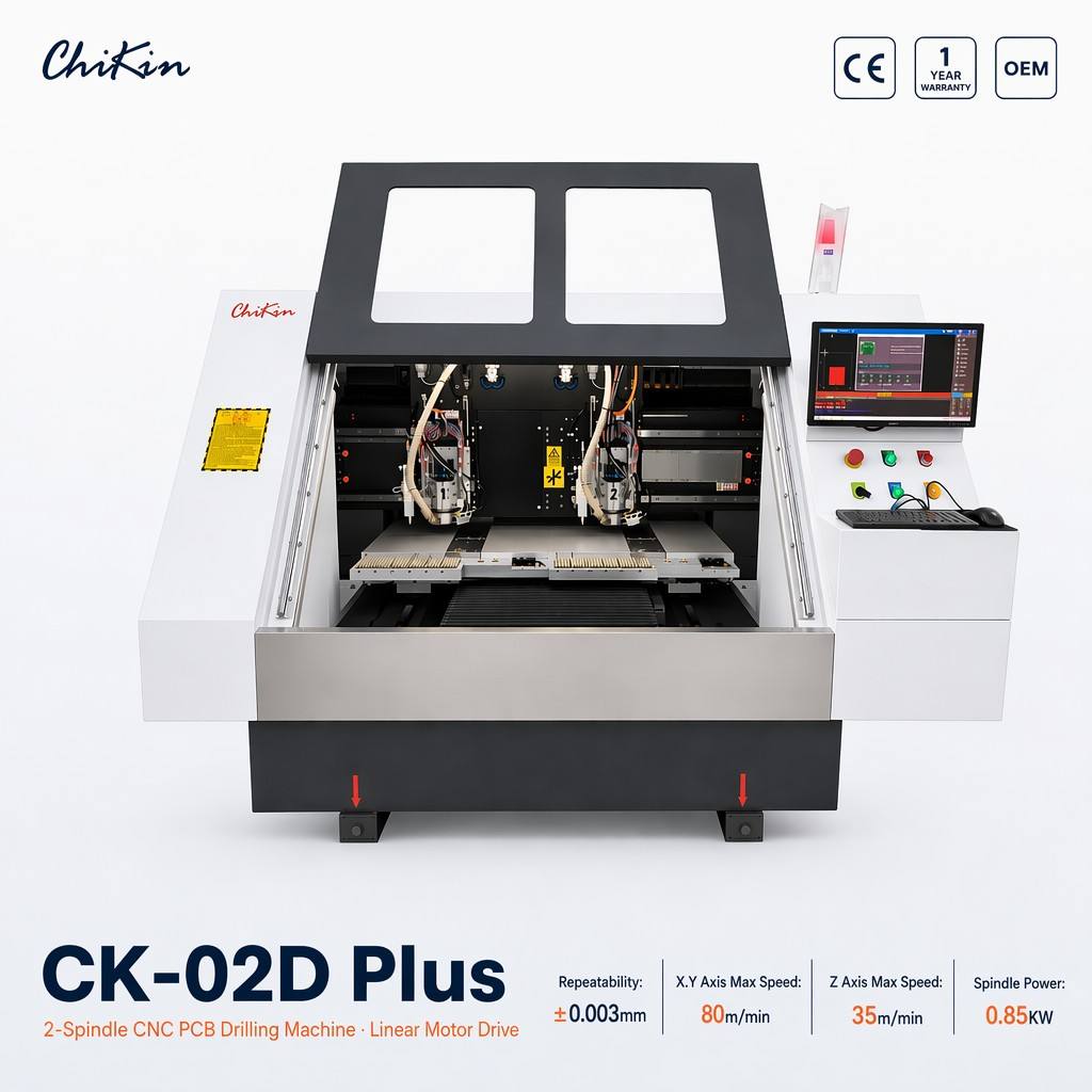 High Speed 2 Spindle PCB Drilling Machine With Linear Motor