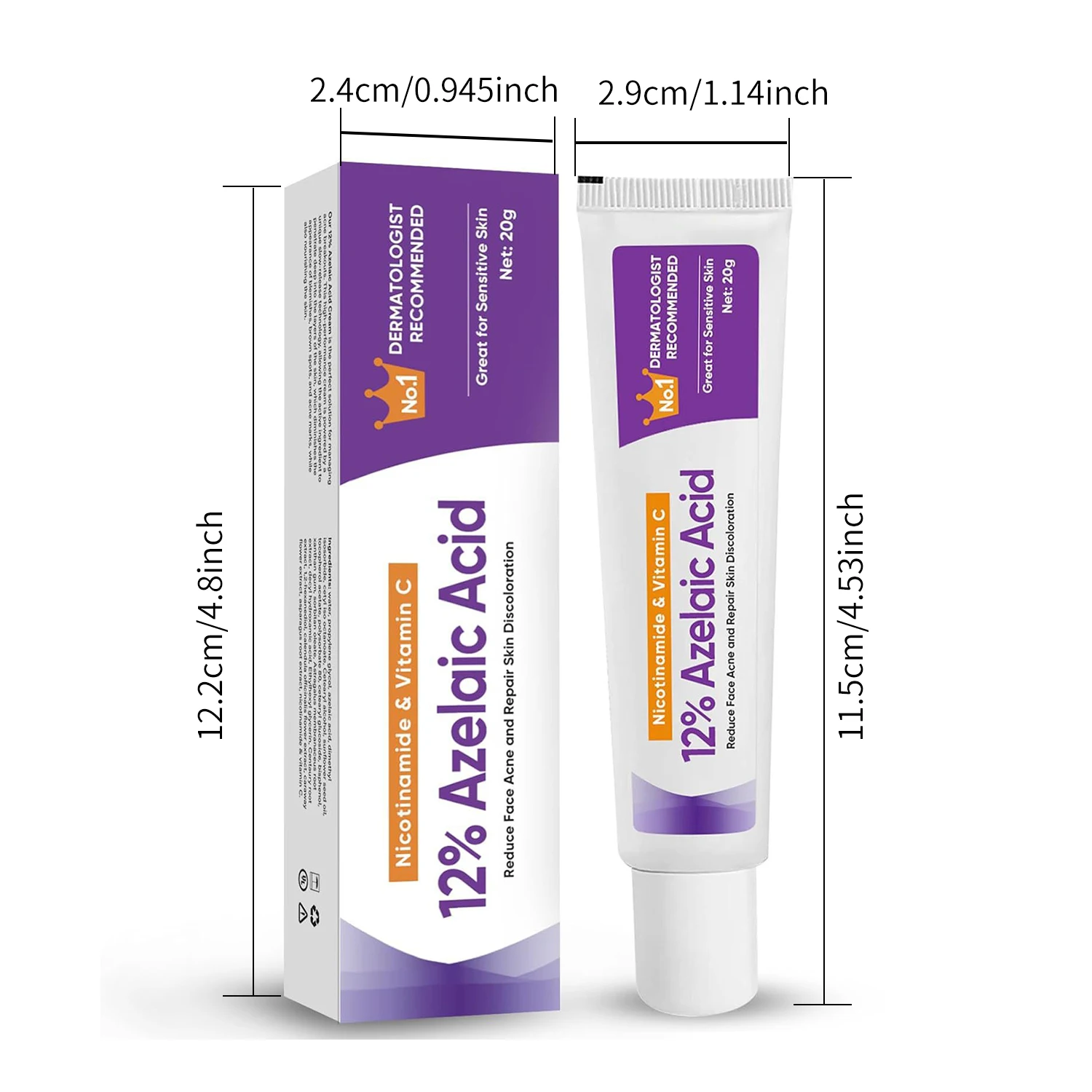 Azelaic Acid 12% Niacinamide Glycerin Gel Remove Acne Scars Soothes Skin and Reduces Acne Scars Improves Skin Tone Balance