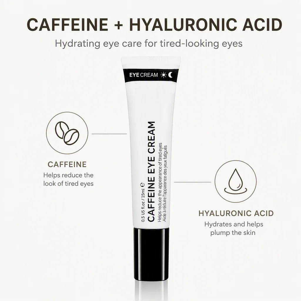 Dark Circle Eye Cream Day Cream Night Cream Eye Serum Caffeine 15ml for Women Daily Moisturizing Home Use