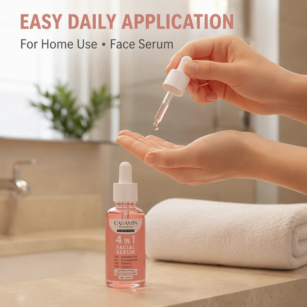Exclusive 4-in-1 Facial Serum with Hyaluronic Acid Firming Moisturizing Hydrating & Age Defense for Face