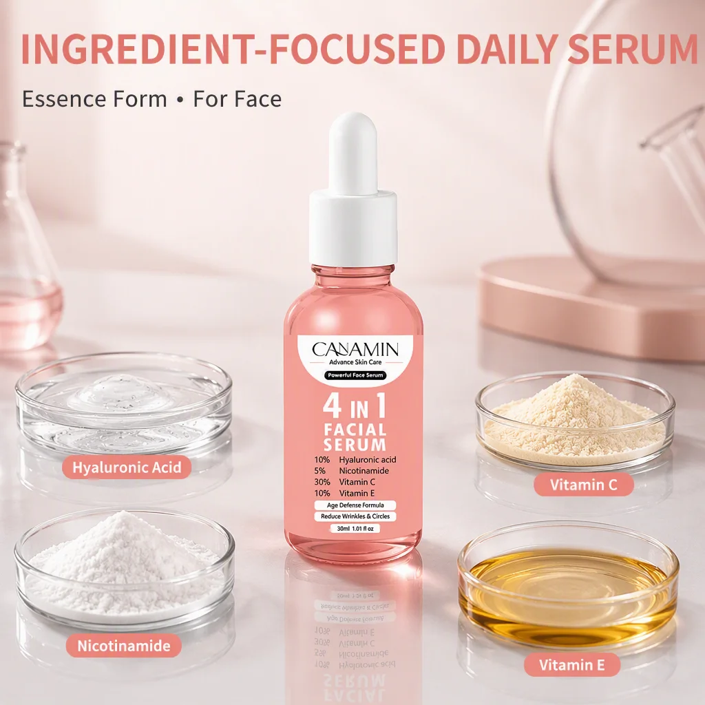 Exclusive 4-in-1 Facial Serum with Hyaluronic Acid Firming Moisturizing Hydrating & Age Defense for Face