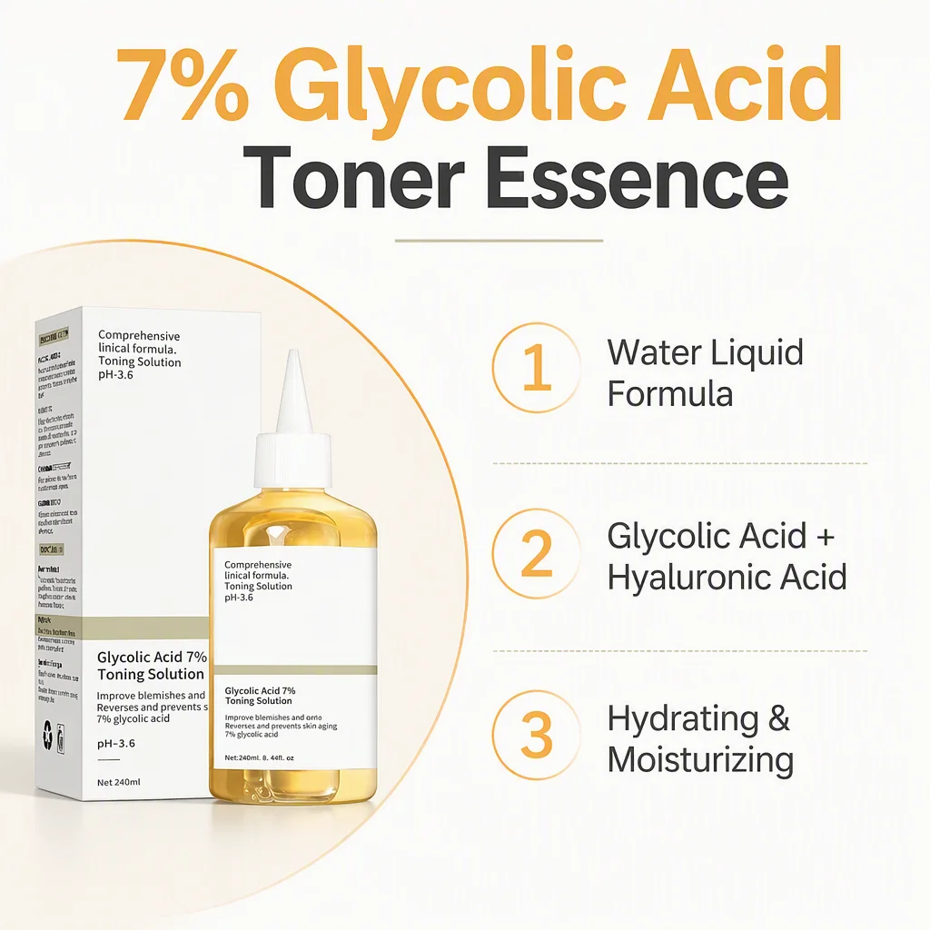 7% Glycolic Acid & Hyaluronic Acid Toner Essence Moisturizing and Hydrating Factory Straight for Men