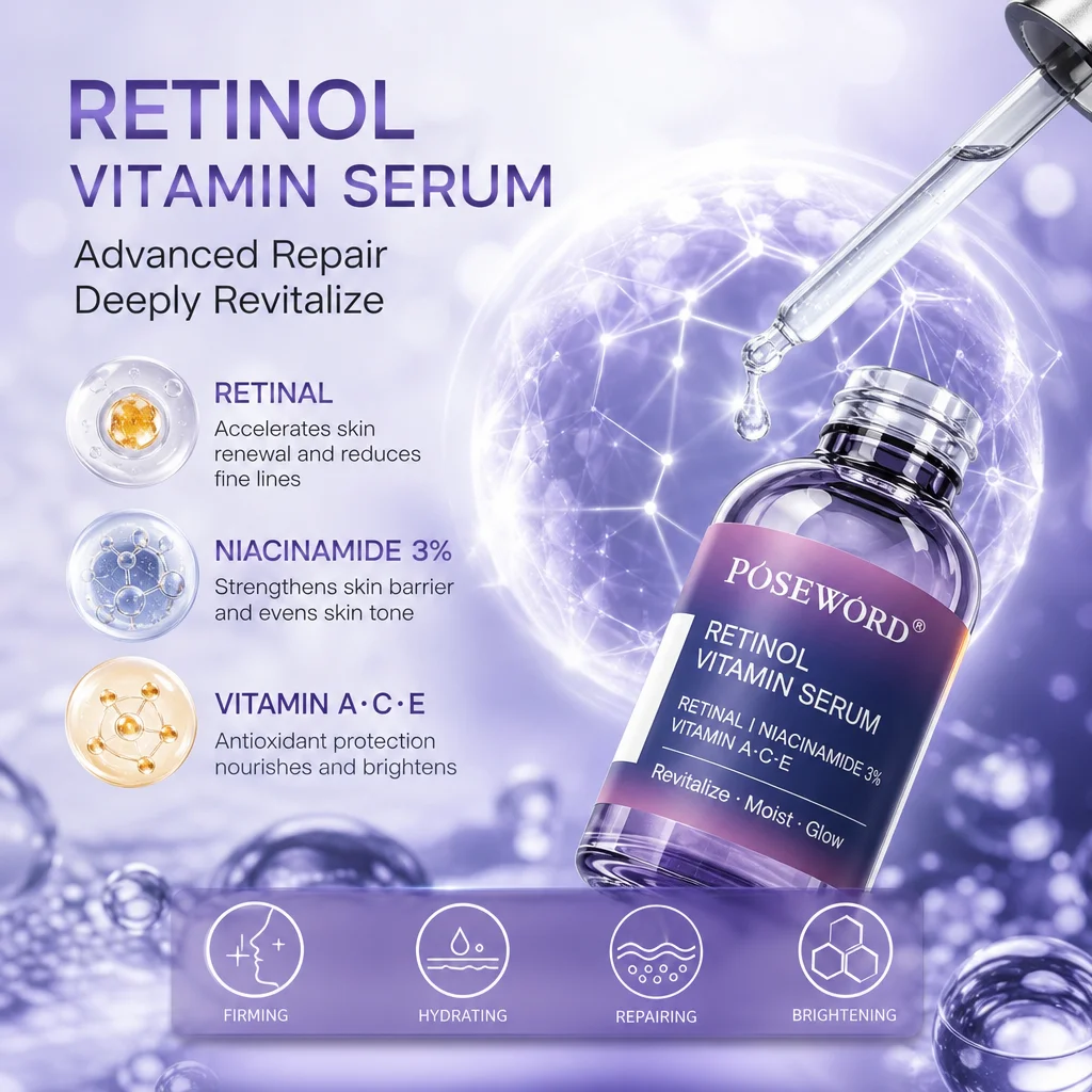 Retinol Niacinamide Anti Aging Face Serum Anti Wrinkle Serum Firming Serum for Repair Brightening Moisturizing 30ml Skin Care