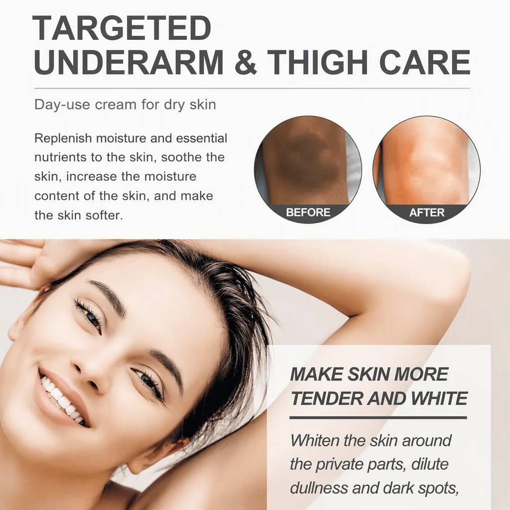 CANAMIN Hyaluronic Acid & Green Tea Body Darkening Cream for Women's Underarms & Thighs-Day Use Dry Skin Formula