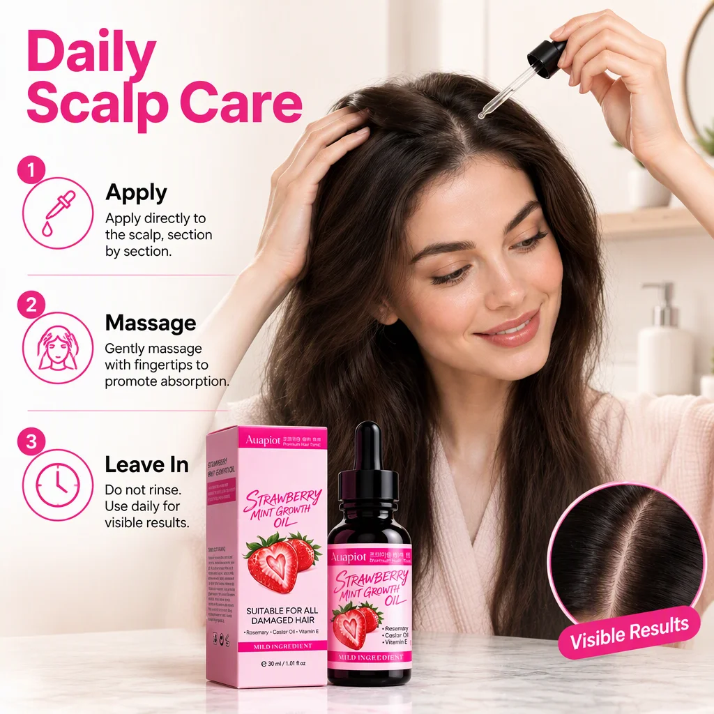 Strawberry Mint Hair Care Products Beauty Products Wholesale Cosmetics Manufacturer 30ml for Salon Daily Women Use