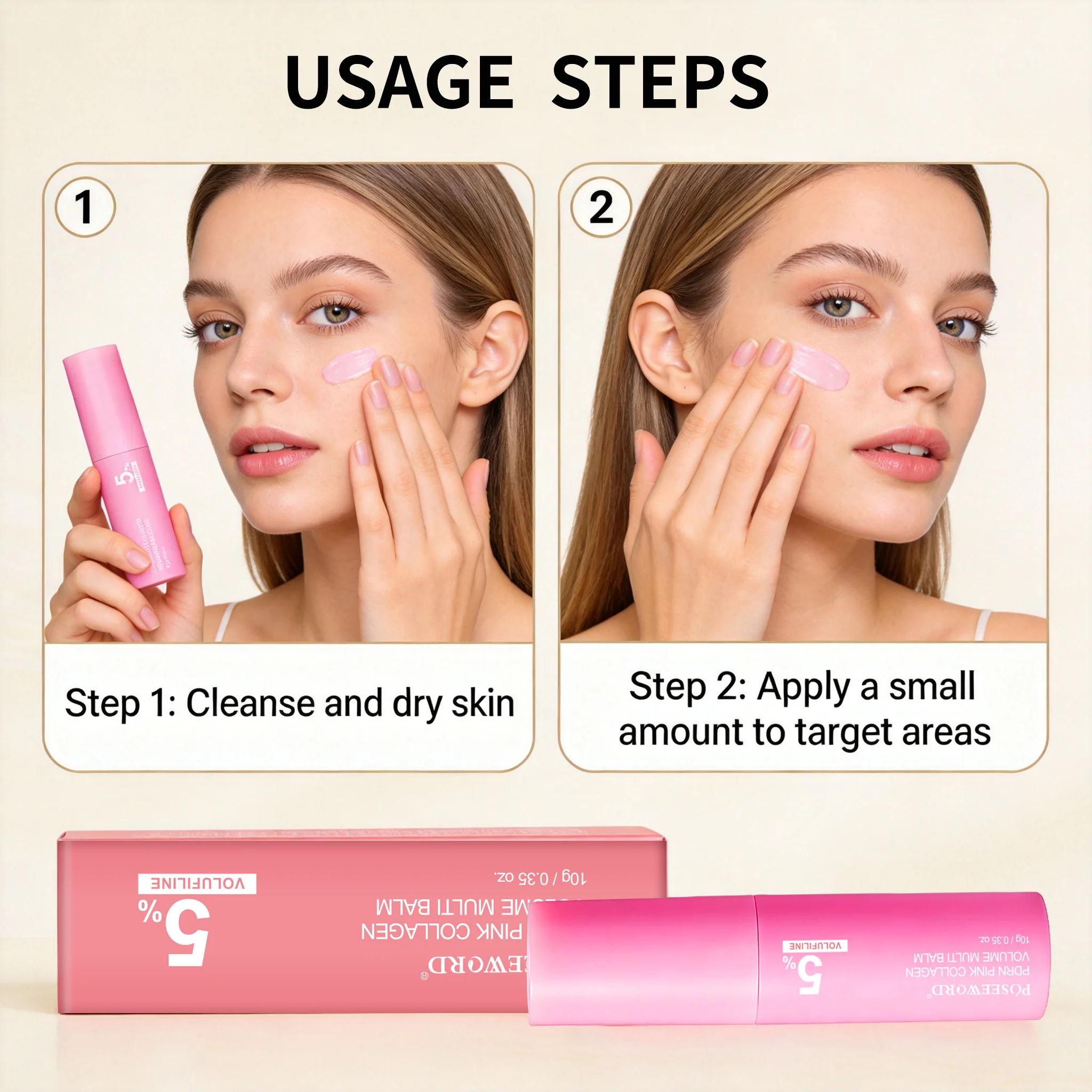 Anti Aging Face Cream Anti Wrinkle Cream Firming Cream Volumizing Collagen 10g for Women Daily Home Face Care Use