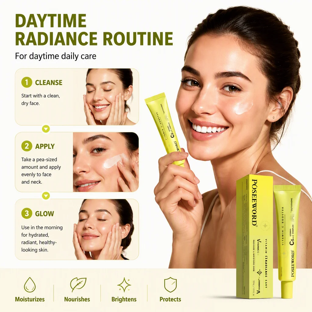 Vitamin C & Glutathione Moisturizing Cream Nourishes Brightens Protects Face & Eyes Soft & Delicate Skin Daily Care