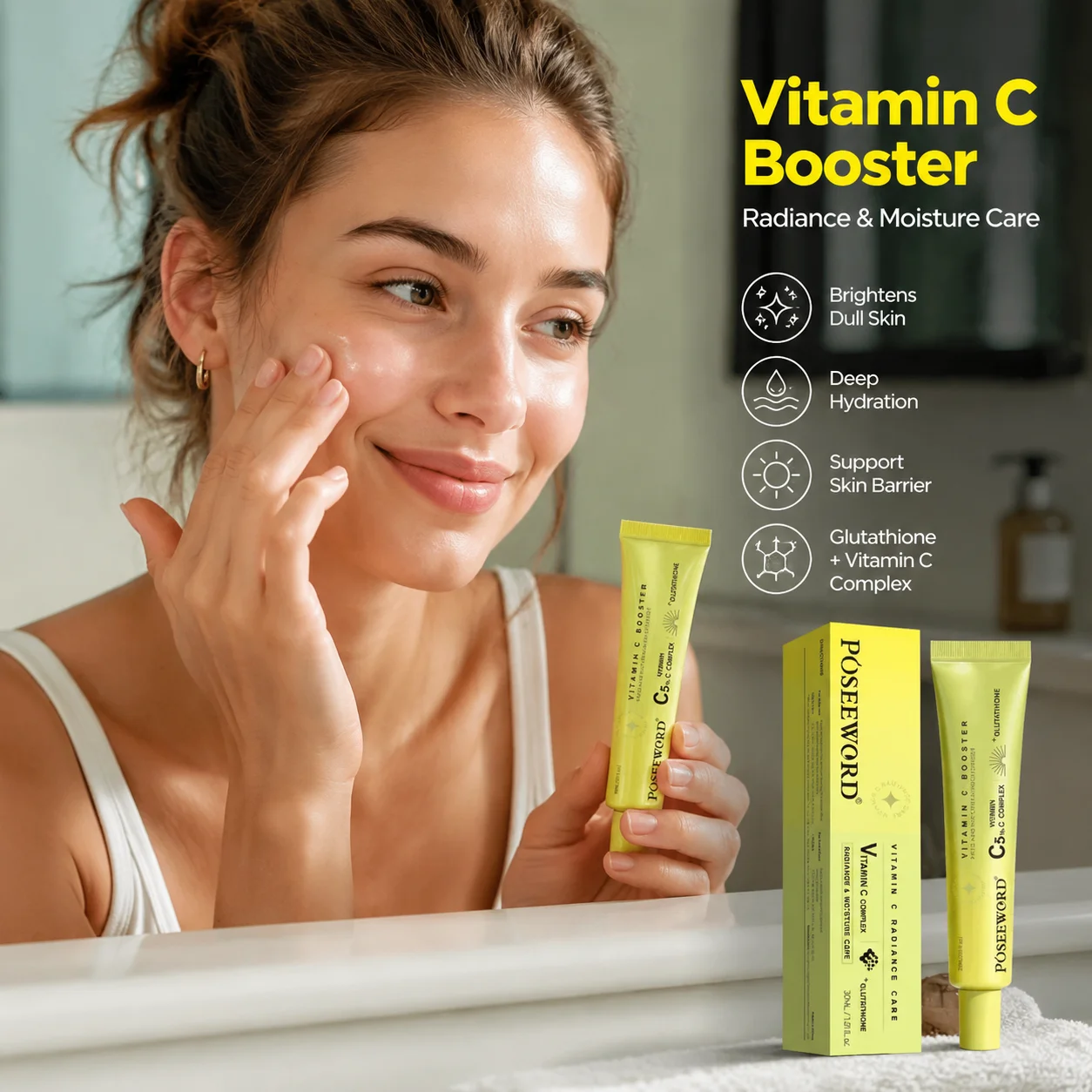 Vitamin C & Glutathione Moisturizing Cream Nourishes Brightens Protects Face & Eyes Soft & Delicate Skin Daily Care