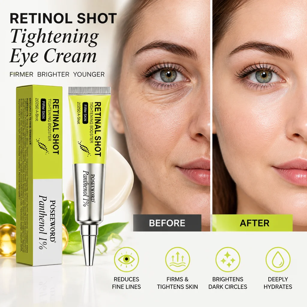 Retinal Shot Tightening Eye Cream with Panthenol Anti Aging Reduce Fine Lines Brighten Dark Circles Deep Hydrating Firm Eye Care