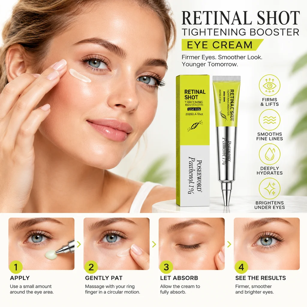 Retinal Shot Tightening Eye Cream with Panthenol Anti Aging Reduce Fine Lines Brighten Dark Circles Deep Hydrating Firm Eye Care