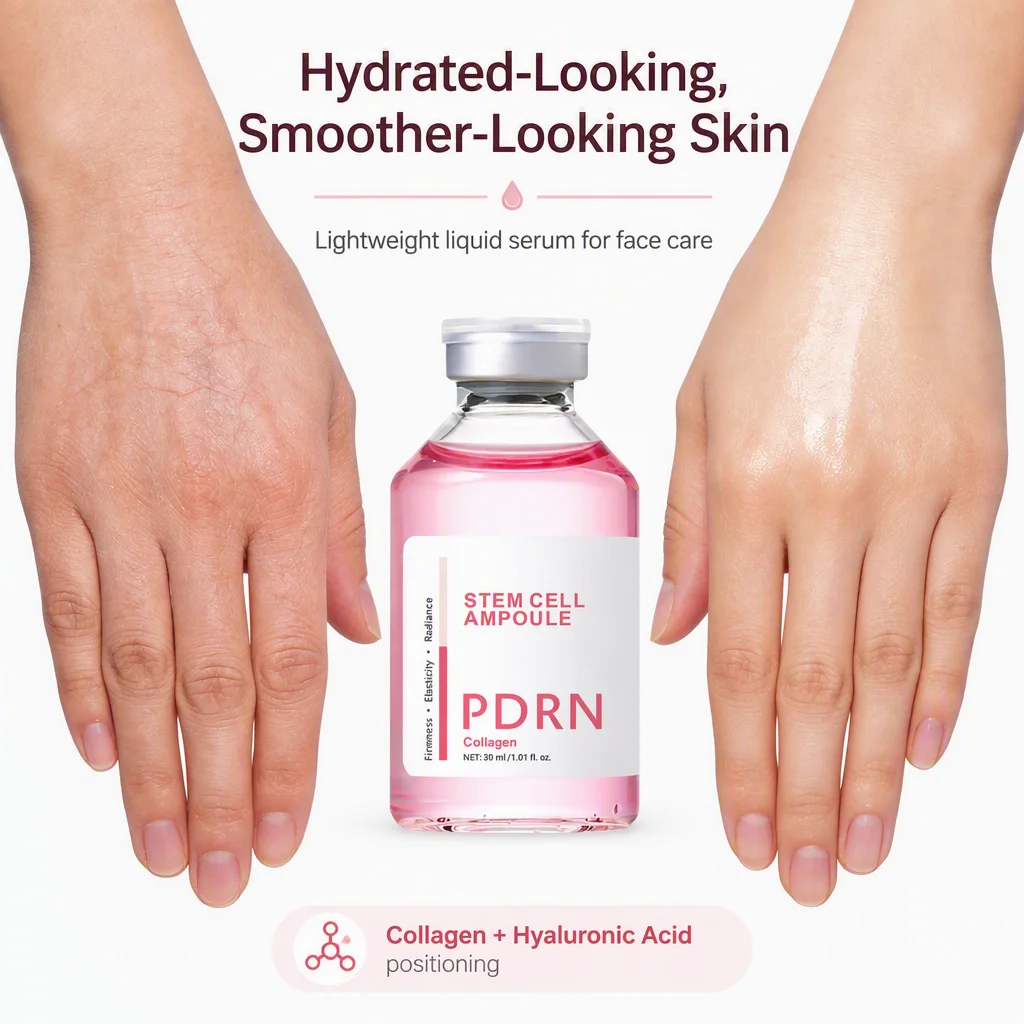 Collagen STEM Cell Serum Moisturizer with Hyaluronic Acid & Vitamin C Anti-Wrinkle 30ml Liquid Face Pink